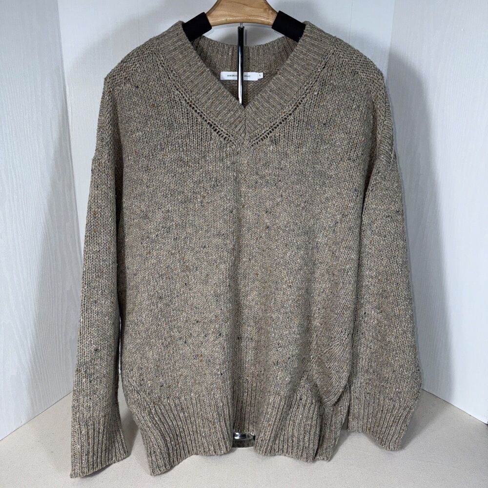 American Holic Sweater Womens Large V-Neck Acrylic Wool Blend Speckled Knit Cozy